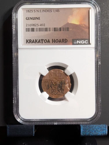 1825 W N. E. Indies Krakatoa Hoard Cent NGC Genuine Ancient Coin 