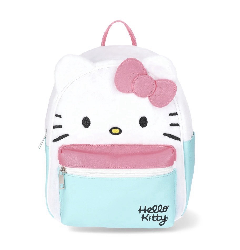 Hello Kitty Sanrio Women's Mini Backpack, White/ Pink /Blue New Bag Faux Leather