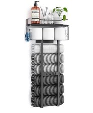 Wall Mounted Towel Rack Floating Shelf Towel Storage Organizer Bathroom Supplies