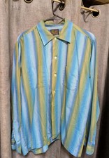 Vintage Sears '70s Mens Button Down Ombre Striped Cotton Shirt