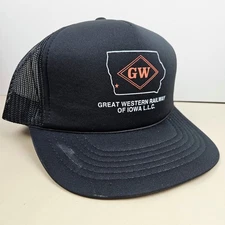 Vintage Great Western Railway Iowa USA YoungAn Trucker Hat Snapback Cap