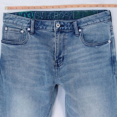 Herrens SuperDry 03 TYLER Slim Gerades Bein Elasthan Blau Jeans W33 L32