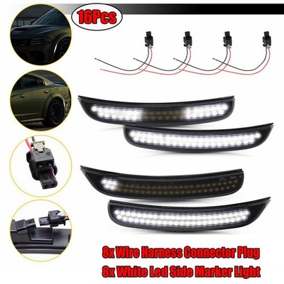 16x For Dodge Charger Dynamic White Side Marker Light 2015-22 LH+RH Side+Harness