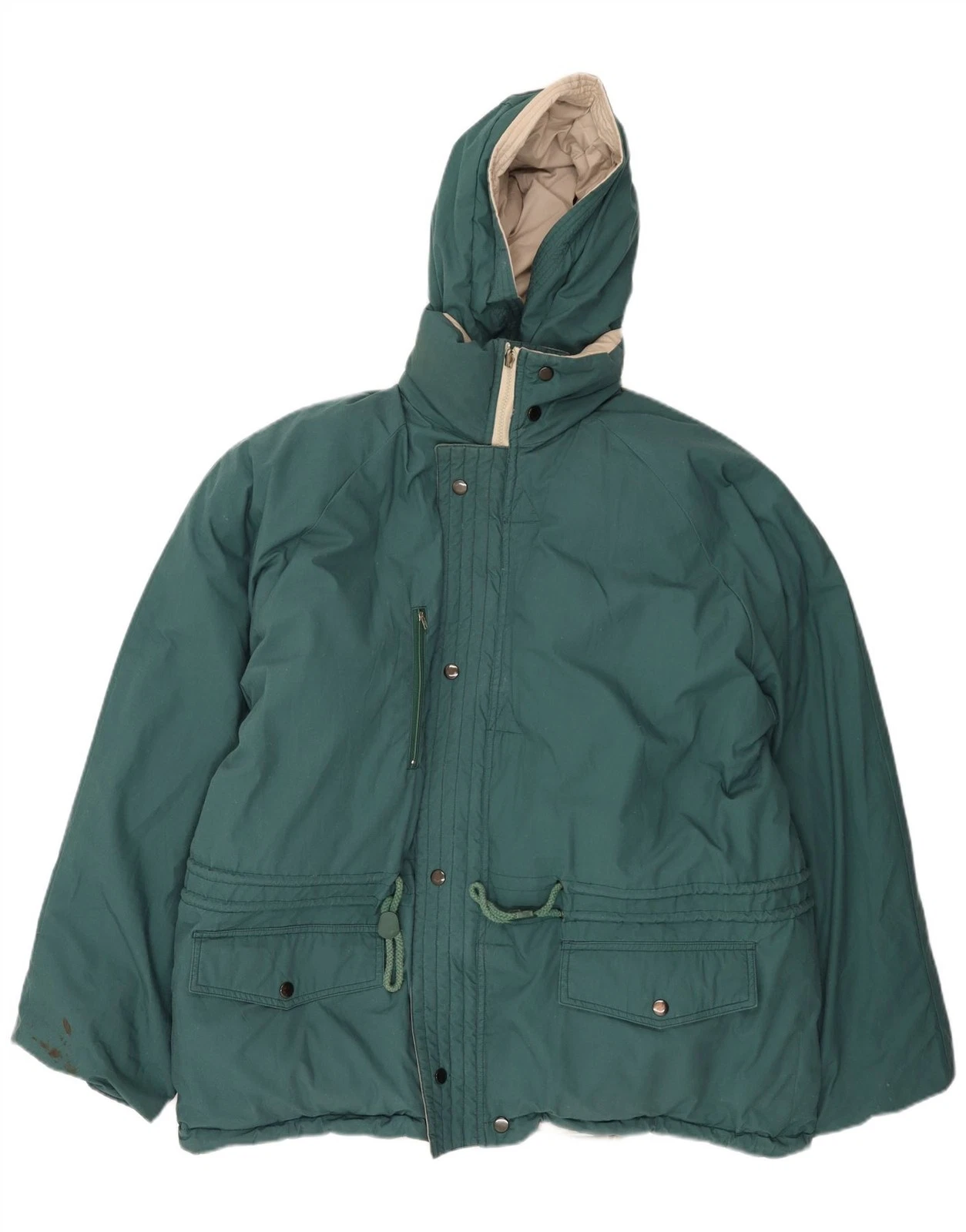 Brugi Mens Hooded Padded Reversible Jacket IT 54 2XL Green ML28