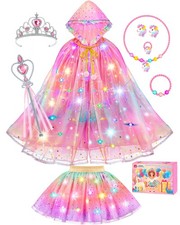 Unicorn Princess Dress Up Set for Girls Light Up Cape, Crown, Costume Gift