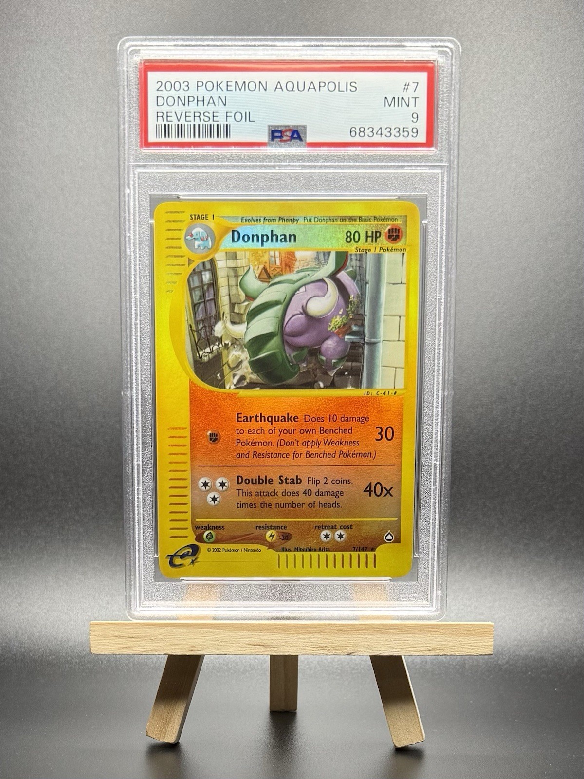 2003 POKEMON DONPHAN REVERSE REV HOLO FOIL #7 E-SERIES AQUAPOLIS PSA 9 WOTC