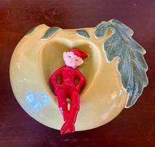 Vtg Gilner Red Pixie Elf Wall Pocket MCM Vase 1950 CA