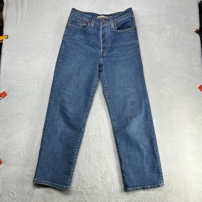 Levi's Ribcage Straight Ankle Jeans Women's Blue Denim Button Fly - 27X25.5