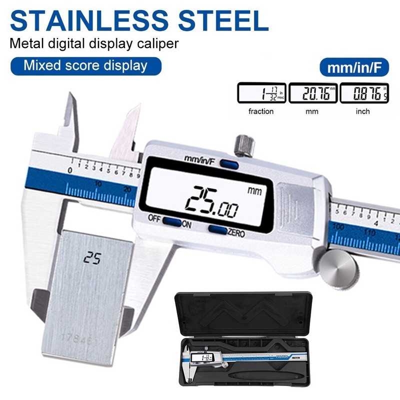 150mm Digital Display Vernier Caliper Fraction/MM/Inch Caliper Stainless Steel