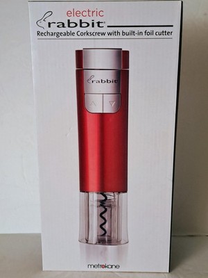 Electric Rabbit Rechargeable Corkscrew Wine Opener w/ Built-In Foil Cutter