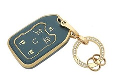 for GMC Key Fob Cover with Keychain Soft TPU Full Protection Car Key Case Blue
