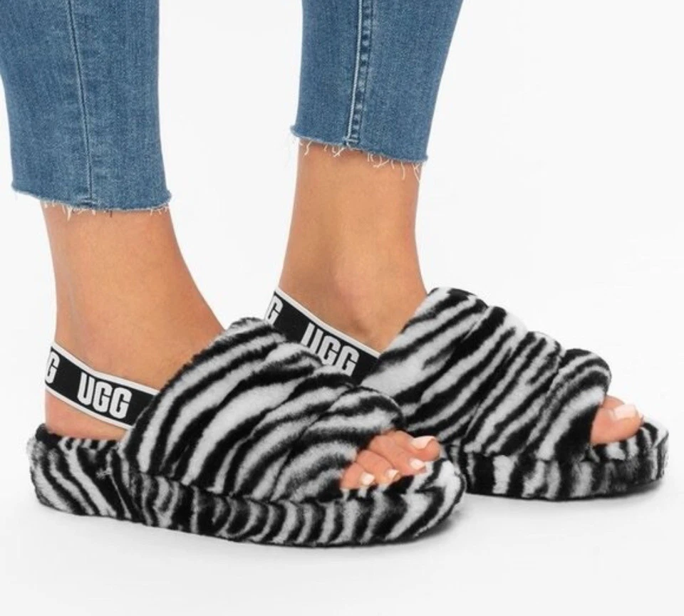 Estampado de cebra UGG descontinuado Fluff Yeah. Mujer Talla 7. Nuevo sin caja Foto 3 de 3