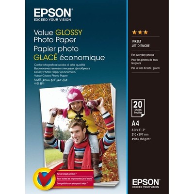 EPSON Fotopapier C13S400035 DIN A4 hochglänzend 183 g/qm 20 Blatt Value Glossy