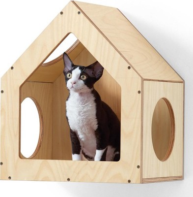 Cat House Wall Mounted, 15.5x11.8x18 Inches Birch Plywood Condo, Multi-Use