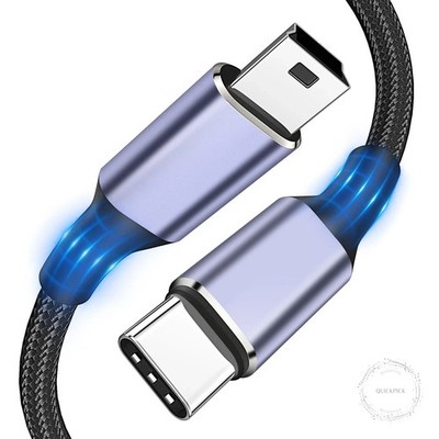 USB C to Mini USB Cable 3FT, [Aluminum Shell, Braided] Durable Mini-B 5-Pin to T
