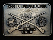 PF27175 NOS VINTAGE 1970s  NRA WHITTINGTON CENTER  BRASSTONE BELT BUCKLE