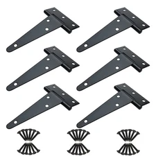 4 Pcs 6 Inch T-Strap Hinge Shed Door Hinges Barn Door Gates Tee Hinge w/ Screws