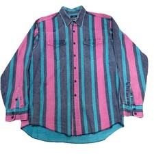 VTG Wrangler Brush-popper Western Shirt Men's XL 17-17 1/2
