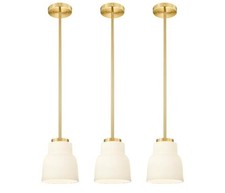 FEMILA 3 Pack Brushed Gold Kitchen Island Pendant Lights Milk Glass 6.7"