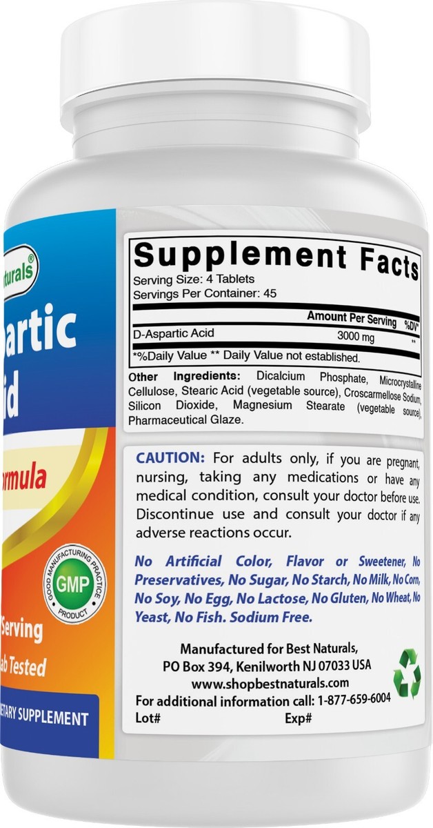 Micro Ingredients D Aspartic Acid Pills, DAA Supplement, 3000mg Per Serving, 300 - Foto 13