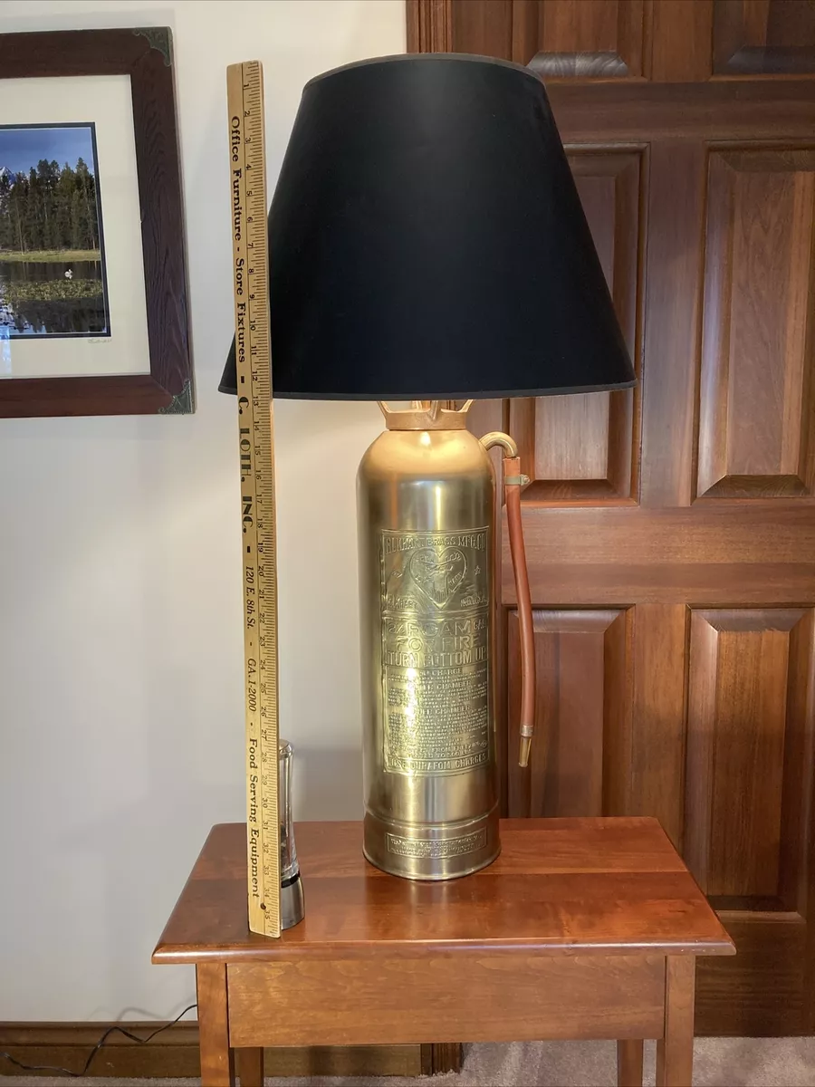 Antique Fire Extinguisher lamp Elkhart Brass Mfg ALL BRASS