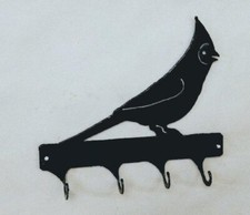 Cardinal 4 Hook Leash or Key Holder Black Wrought Iron Look Made in USA