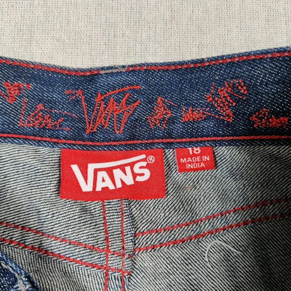 Pantalones de mezclilla elásticos lavados oscuros Vans de pierna recta para niñas talla 18 cinco bolsillos Foto 4 de 4