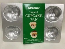 Santa Christmas Cup Cake, Muffin, Gelatin Pan - Made By Amscan - 1980S VINTAGE