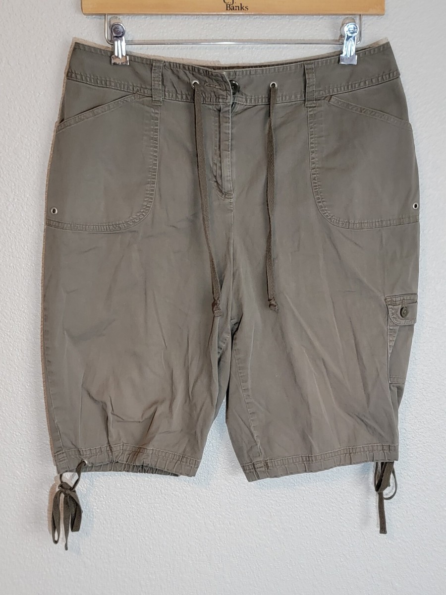 studio works khakis shorts womens size 16 drawstring high rise