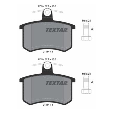 2x Textar 2114401 Bremsbelagsatz Scheibenbremse Hinten für Audi Lancia