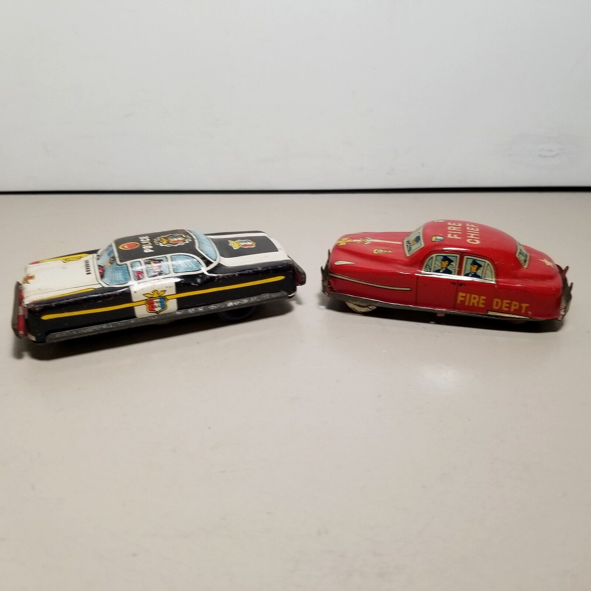 Vintage Tin Fire Chief & Police Metal Cars Made in Japan | eBay