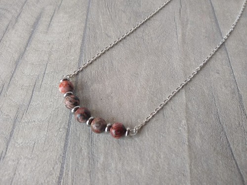 Jasper Stone Bead Necklace Simple Costume Jewellery Repurposed Beads OOAK - Picture 16 of 19