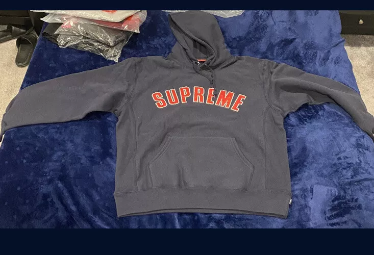 SUPREME Pearl Logo Hooded Sweatshirt   NAVY   SIZE Large   eBay