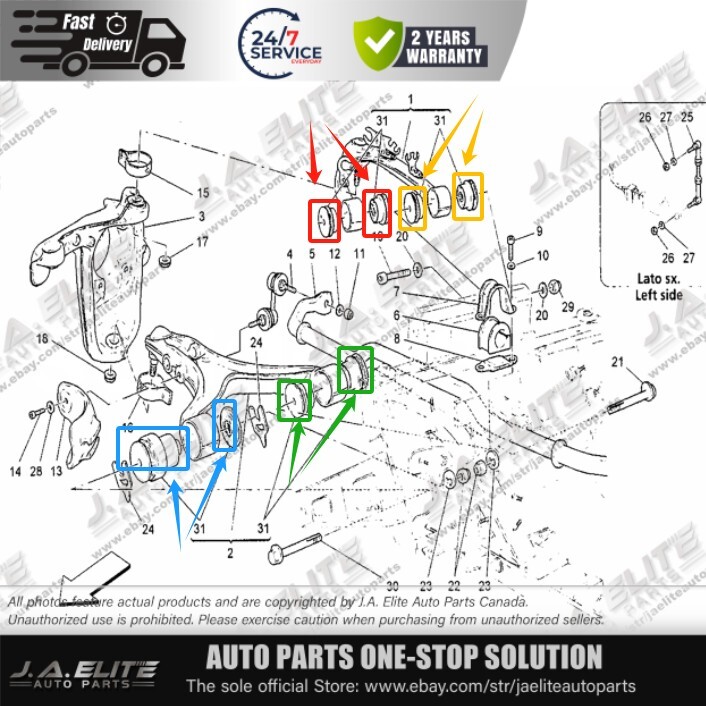 Front Upper & Lower Control Arm Bushing Kit fit Maserati Quattroporte GT GC