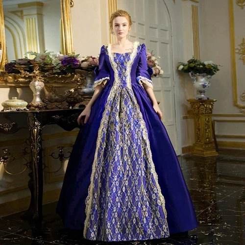 Women Vintage Fancy Dress Gowns Renaissance Medieval Victorian Cosplay Costume - Picture 4 of 24