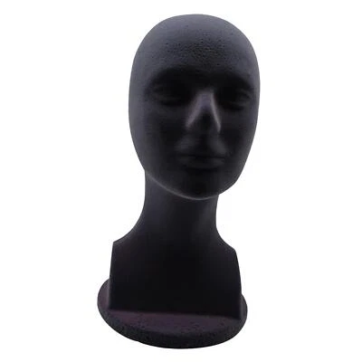 Male Foam Mannequin Head Model 12.6 inch Display Stand Black Multi Functional