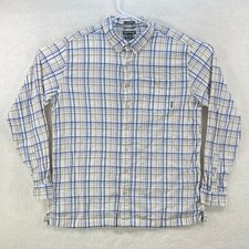 Eddie Bauer Long Sleeve Button Up Blue White Plaid Shirt Mens Size 2XL Tall