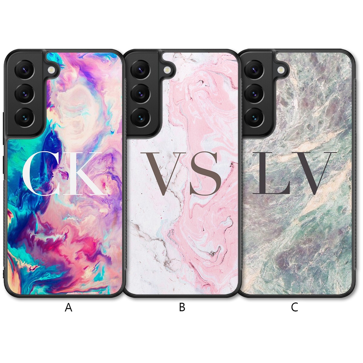 For Samsung S22 Plus Ultra S21 FE S20 Phone Case Personalised Monogram  Initial