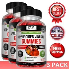 (3 Pack) Apple Cider Vinegar Gummies, Fast Weight Loss Cleanse, Appetite Control