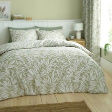 Image of Catherine Lansfield Sorrel Leaf Reversible Duvet Cover Bedding Set Range Green