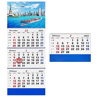 2023 Monthly Wall Calendar - Dec. 2022-Jan. 2024 Wall Calendar, 3-Month  Display | eBay