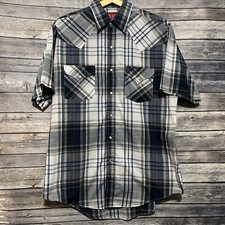 Plains Western Wear Shirt Size M Men's Pearl Snap Short Sleeve Multicolor Plaid