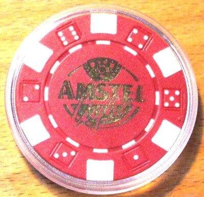 Amstel Lite Beer Poker Chip Golf Ball Marker - Red 