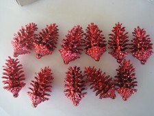 Red Pinecone Christmas Ornament Set 10