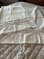 Pair Of Vintage Light Beige Needlework Hand Sewn Little Girl Pillow Cases-Reg.