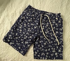 POLO Ralph Lauren Swim Trunks Shorts. Navy Blue White Jetski Sailboat Print. S