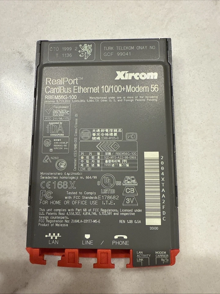 Xircom RBEM56G-100 RealPort CardBus Ethernet 10/100+ Modem 56K PCMCIA Card - Image 2 of 2