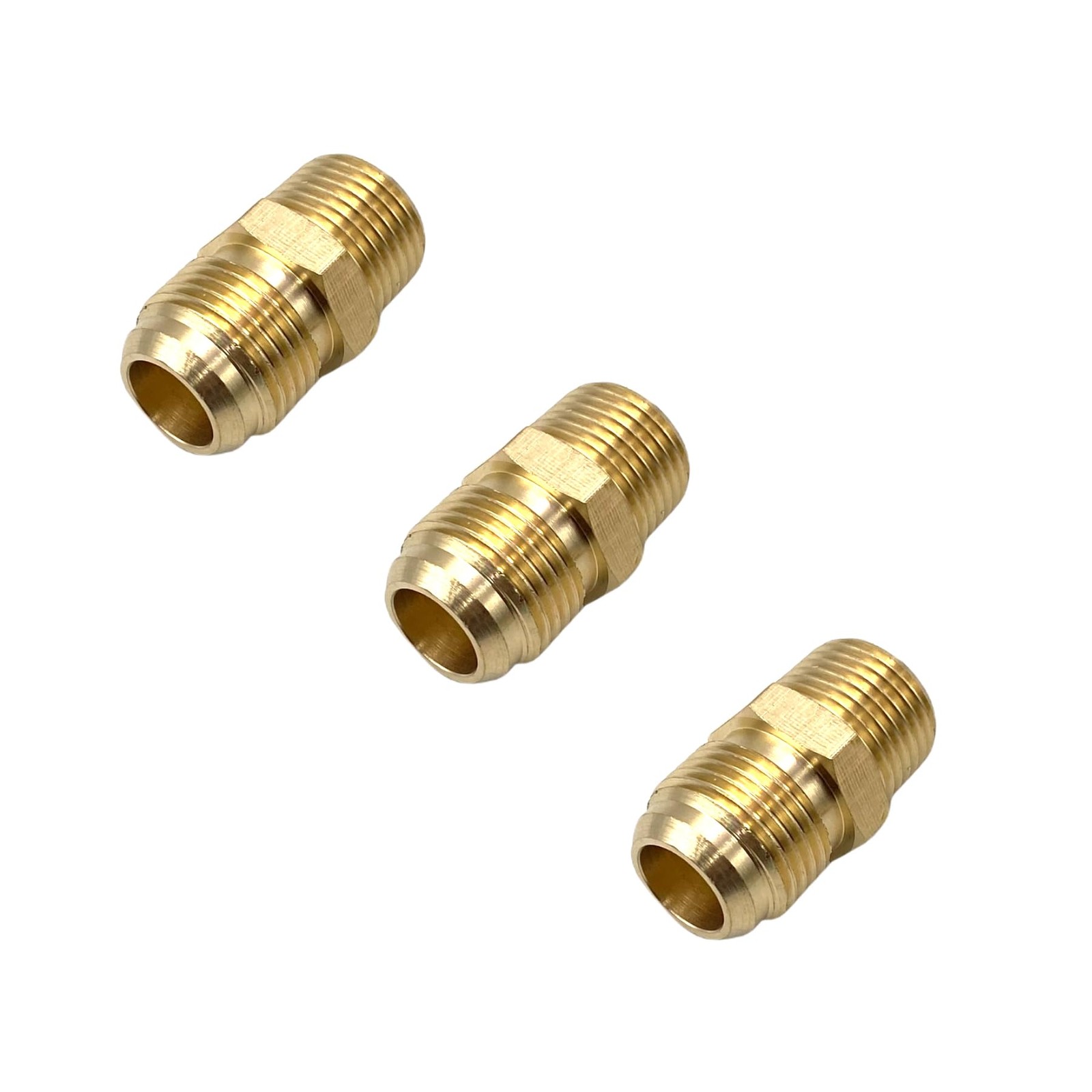 3 Pcs Brass Half Union Adapters, 5/8" Flare to 1/2" NPT Male Union Propane Ga...