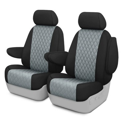 For Toyota Matrix 03-04 Seat Cover Diamond Quilted 1st Row Black & Light Gray