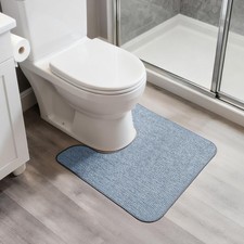 20x24 Inch U Shaped Toilet Rug Non Slip Super Absorbent Washable Bath Mat Blue